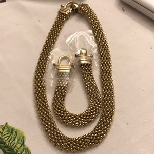 Gold necklace and matching bracelet